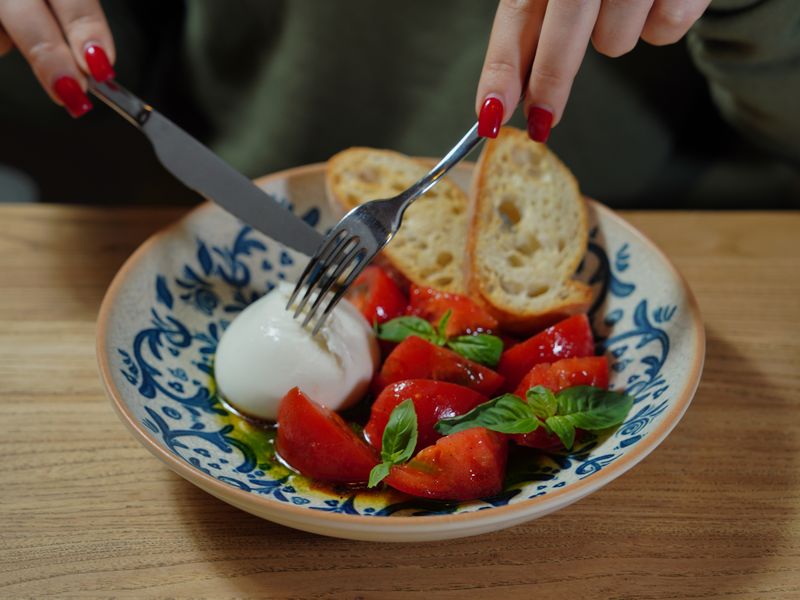 Fresh caprese salad with mozzarella