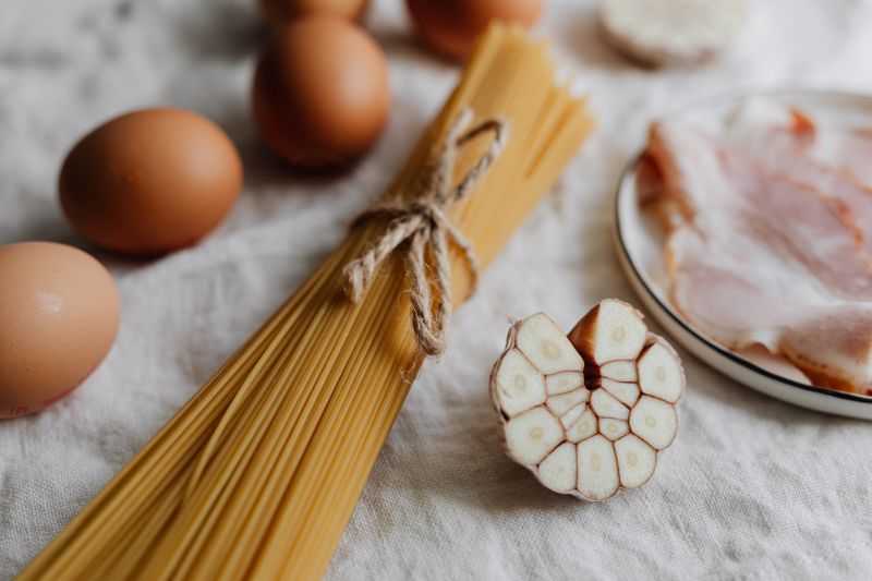Spaghetti carbonara with pancetta